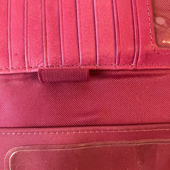 Fossil Genuine Leather Wallet Checkbook Clutch Organizer Raspberry Pink Women - Picture 9 of 9